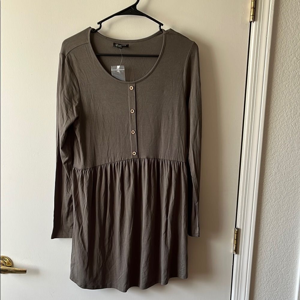Versona Olive Pleated Babydoll Dress Size XS NWT